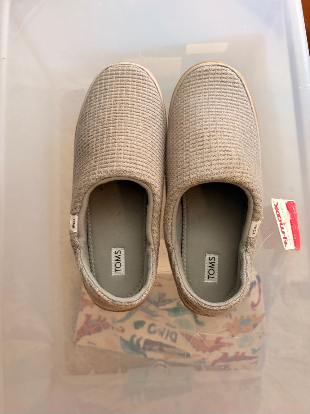 TOMS Women's Slip-On Shoes in Light Taupe Waffle Knit